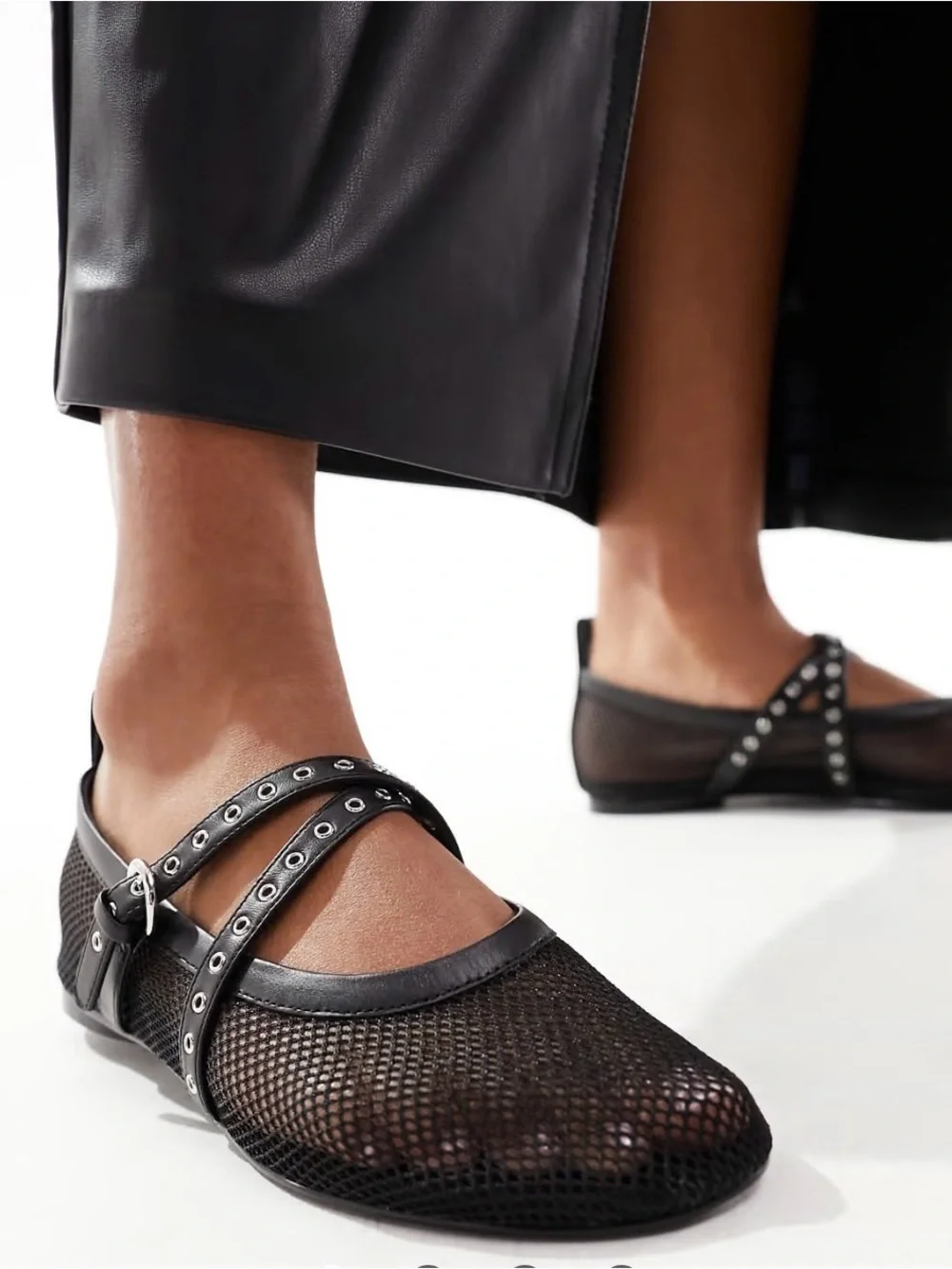 & Other Stories mesh ballerina pumps in black
